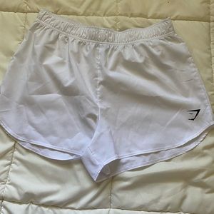 White gym shark shorts